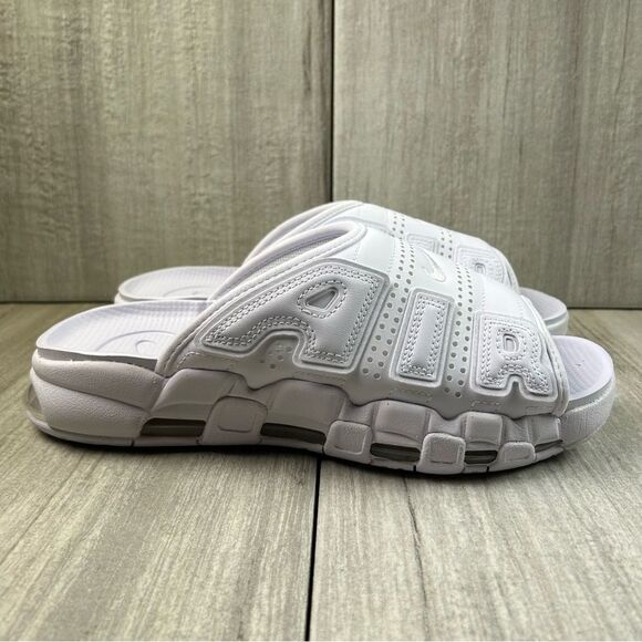 NEW Nike Air More Uptempo White Slides Shoes Sandals fd9884-101 Men’s Size 9 - Picture 3 of 10